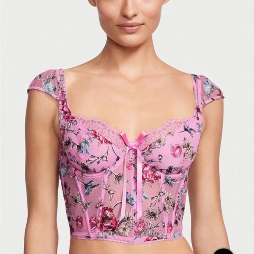 Victoria’s‎ Secret Dream Angels Floral Embroidered Cap Sleeve Corset Top